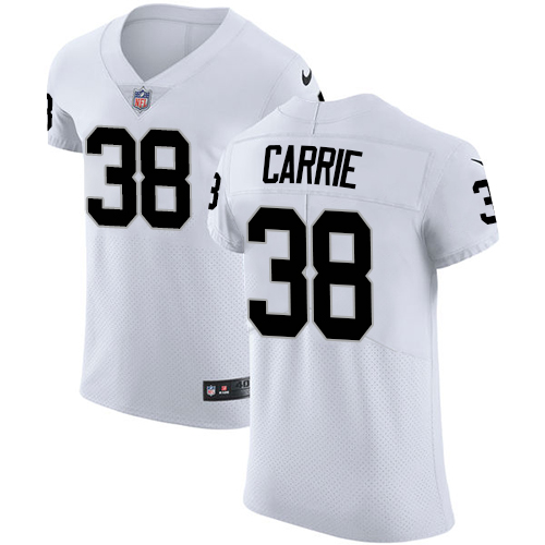 Nike Raiders #38 T.J. Carrie White Men's Stitched NFL Vapor Untouchable Elite Jersey